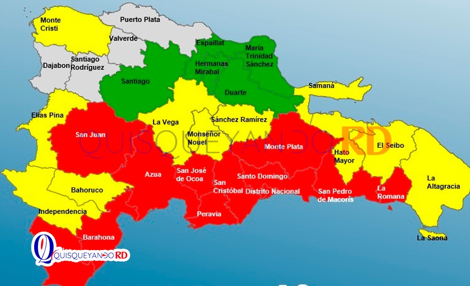Melissa mantiene a 11 provincias y el DN en alerta roja, 11 amarillas y 5 verdes según COE