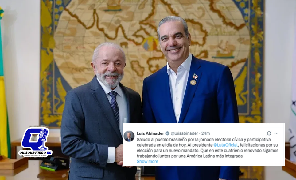 Abinader expresa sus mejores deseos a Lula y aboga por fortalecer los lazos bilaterales